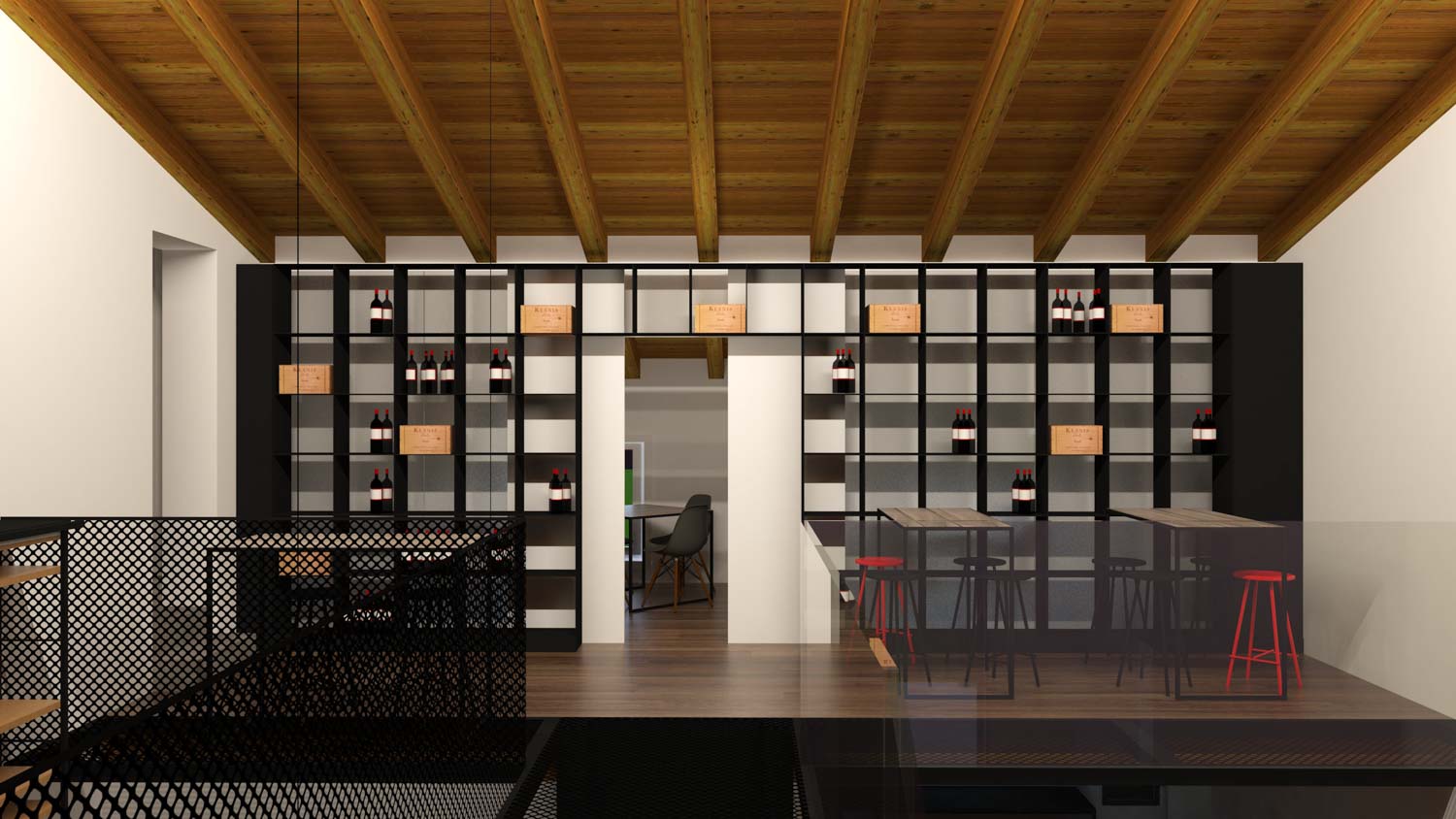 Render interno cantina vitivinicola