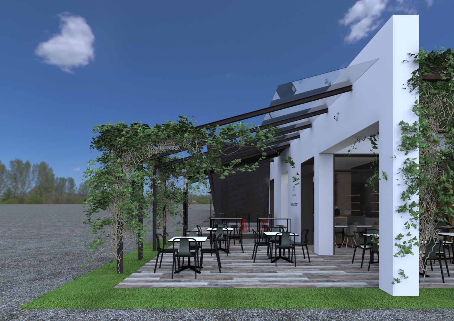 render esterno cantina vitivinicola